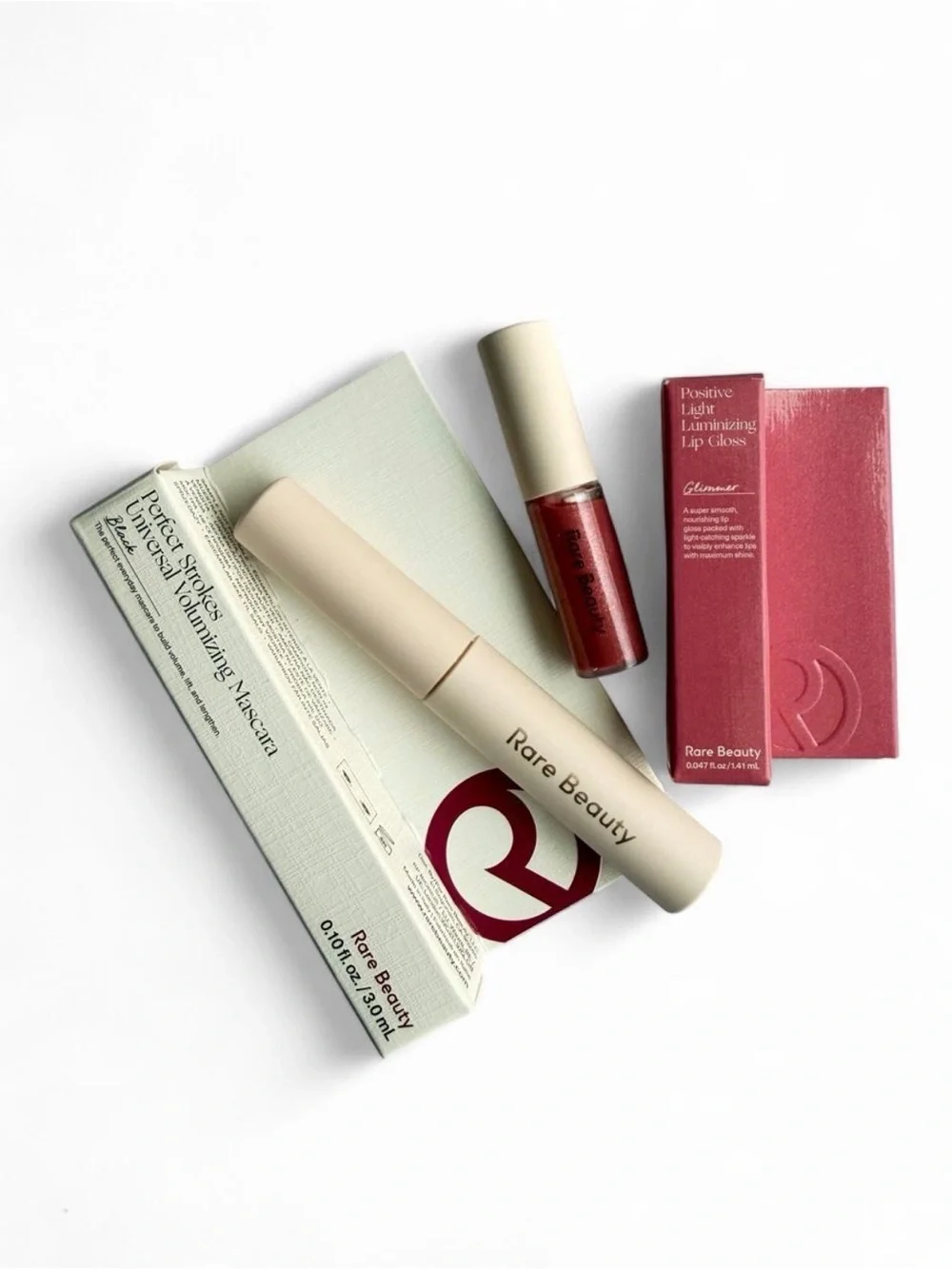 Rare Beauty Mascara and Shimmery Rose Lip Gloss Set - Black Mascara & Rose Gloss
